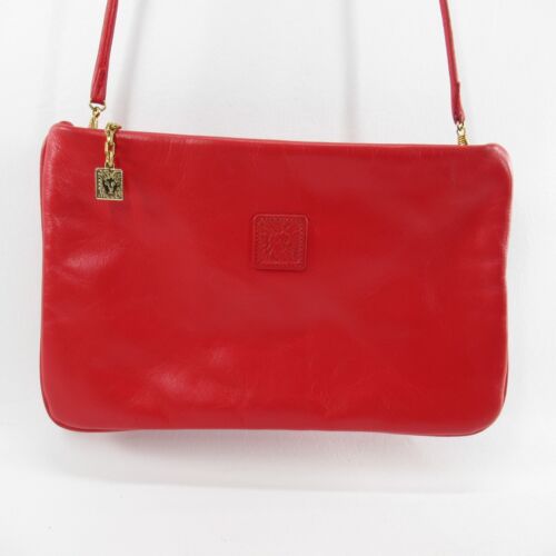 Anne Klein Calderon Handbag Women S Red Leather Convertible Clutch Bag - Picture 1 of 18