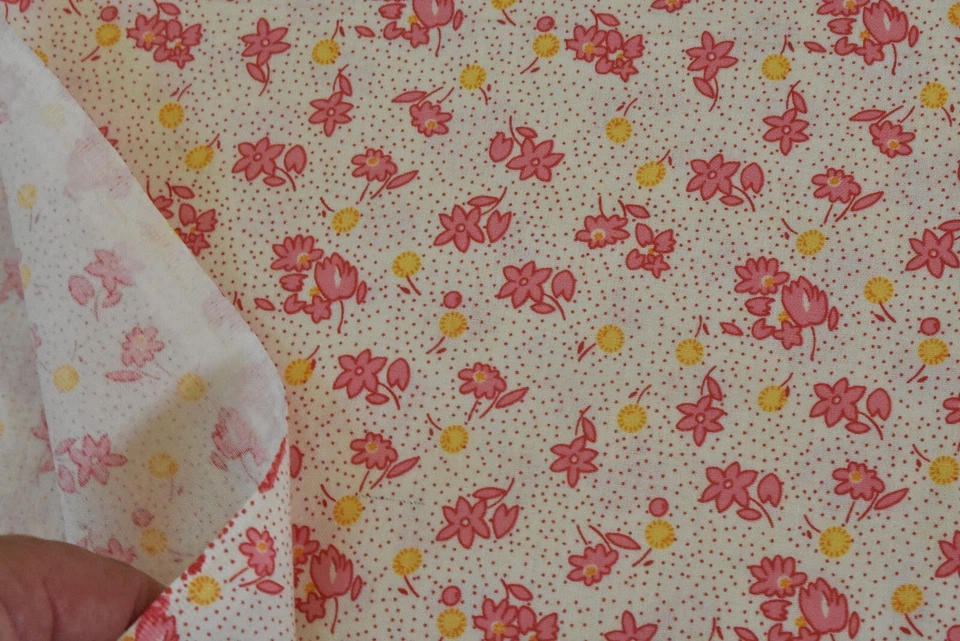 12" largo, rosa y amarillo floral sobre crema, Windham, libro de cuentos VI, c.1930, V361 Foto 4 de 4