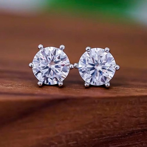 0.5-2CT D VVS1 Round Moissanite Stud Earrngs for Women Man 925 Sterling Silver - Picture 14 of 16