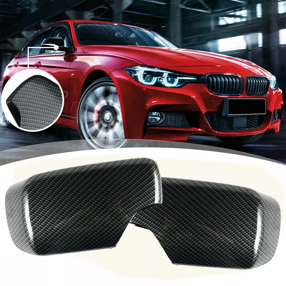 Door Wing Mirror Cover Caps Carbon Look Fit BMW E46 E39 1998-2005 Saloon Estate Foto 2 de 4