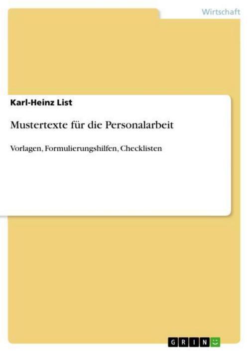 Thumbnail - Mustertexte Für Die Personalarbeit Karl-heinz List 9783656516842
