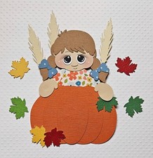 Pumpkin Girl Brown Hair. Scrapbook, Card Making Paper Piecing