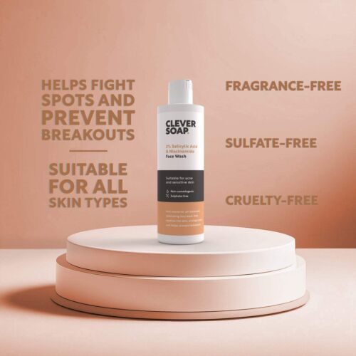 Clever Soap 2% Salicylic Acid & Niacinamide Face Wash - For Oily, Sensitive Skin - Picture 3 of 7