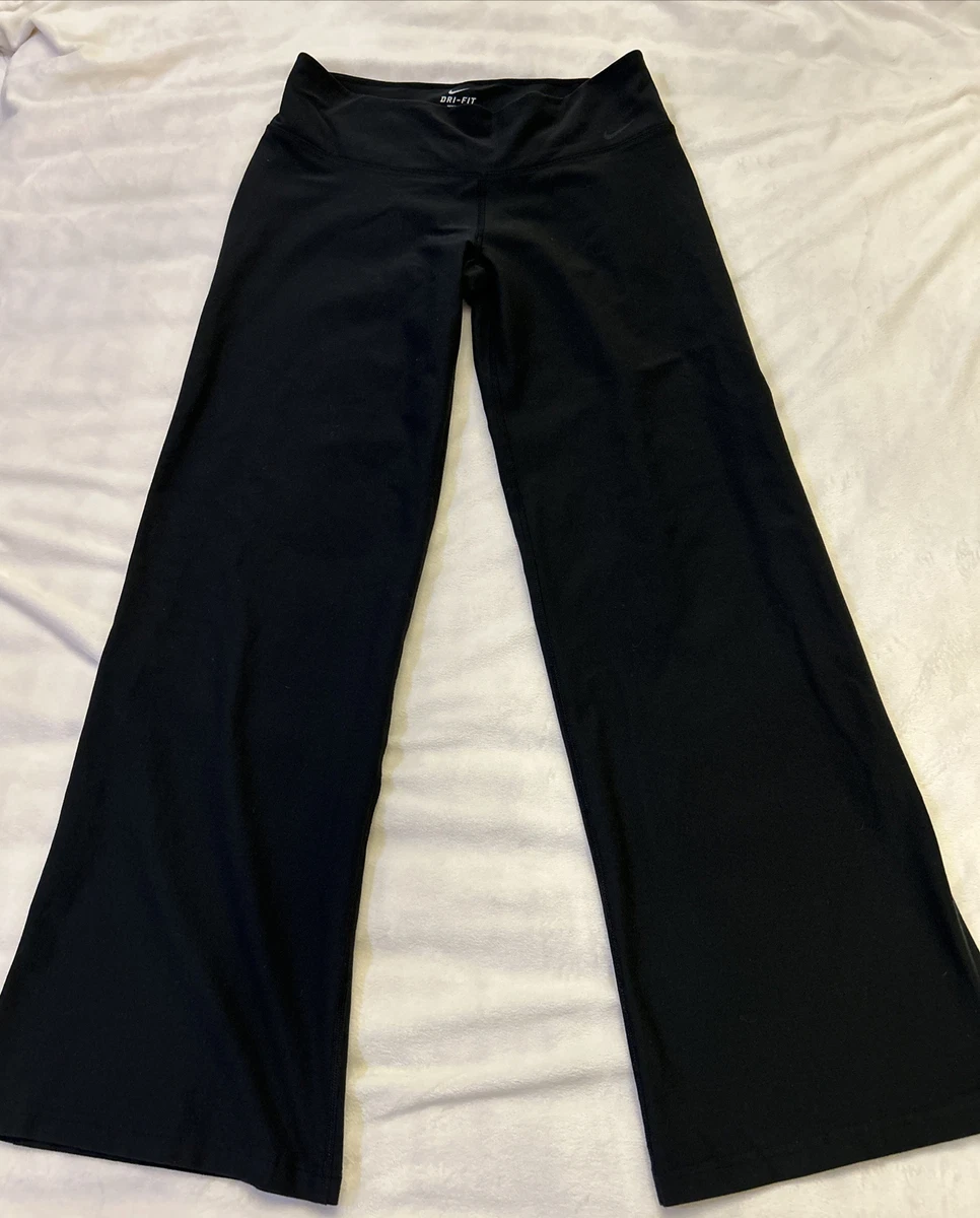 Nike Dri-fit Women Leggings Joggers Size M Black Wide Leg Training