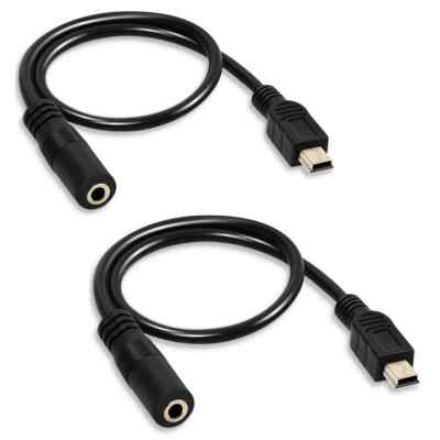 2x Mini USB B Male Plug 5 Pin to 3.5mm Female AUX Audio Adapter Cable Cord 30cm