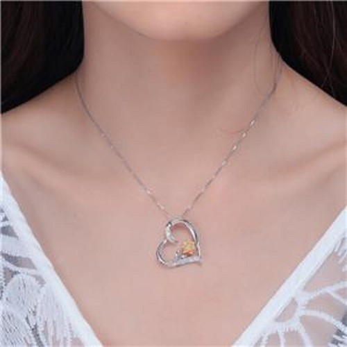 GORGEOUS WHITE FIRE OPAL HEART PENDANT - Picture 2 of 5