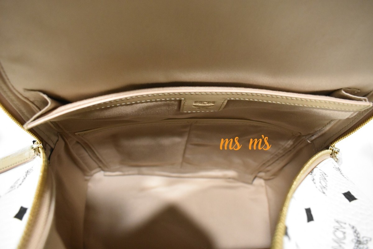 NWT MCM Beige large Backpack book bag $995 MCM Beige Coated Canvas Medium Studded Backpack - MyDesignerly main image 4