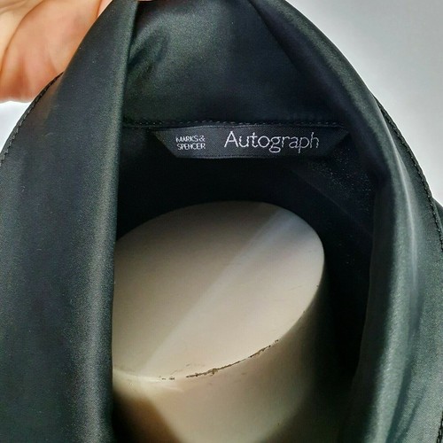 Autograph Black Satin Crop Short Collar Jacket 10 Snap Button Lightweight Eur 38 - Picture 6 of 8
