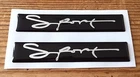 2 x SPORT Stickers/Decals Silver - Black 89mm HIGH GLOSS DOMED GEL FINISH