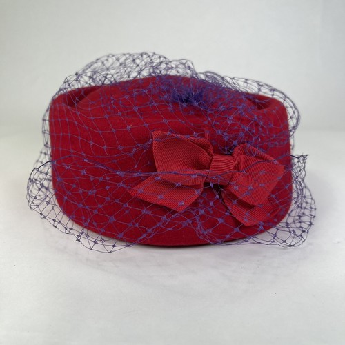 100% Wool Purple Netting Red Bow | eBay