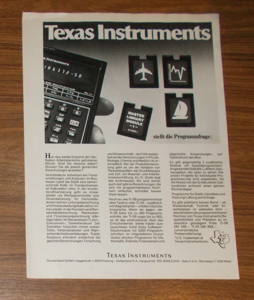 Seltene Werbung TEXAS INSTRUMENTS TI-58 Taschenrechner #3 1978 - Bild 1 von 1