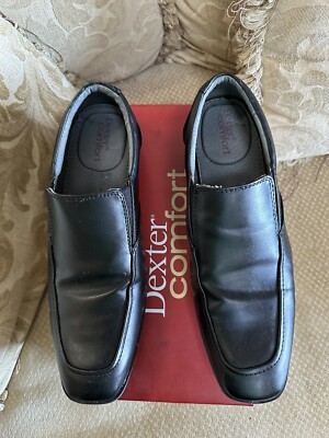 MEN'S DRESS SHOES DEXTER COMFORT FULTON BLACK SLIP ONS - SIZE 7.5