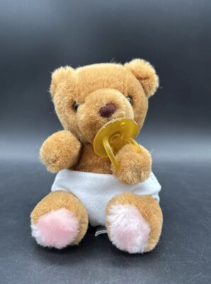 Russ Berrie Bibi Baby Bear  With Diaper & Pacifier Plush Stuffed Animal #844