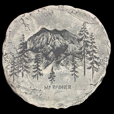 Shapes of Clay Art Stan Langtwait Mt Rainier Ash Clay Plaque Signed 60s Vintage