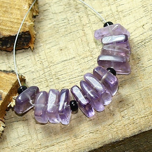 Amethyst Smooth Flat Square Bead Briolette Natural Loose Gemstone Making Jewelry - Picture 3 of 3