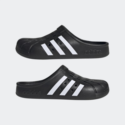 New Adidas Original Womens ADILETTE CLOGS BLACK / WHITE GZ5886
