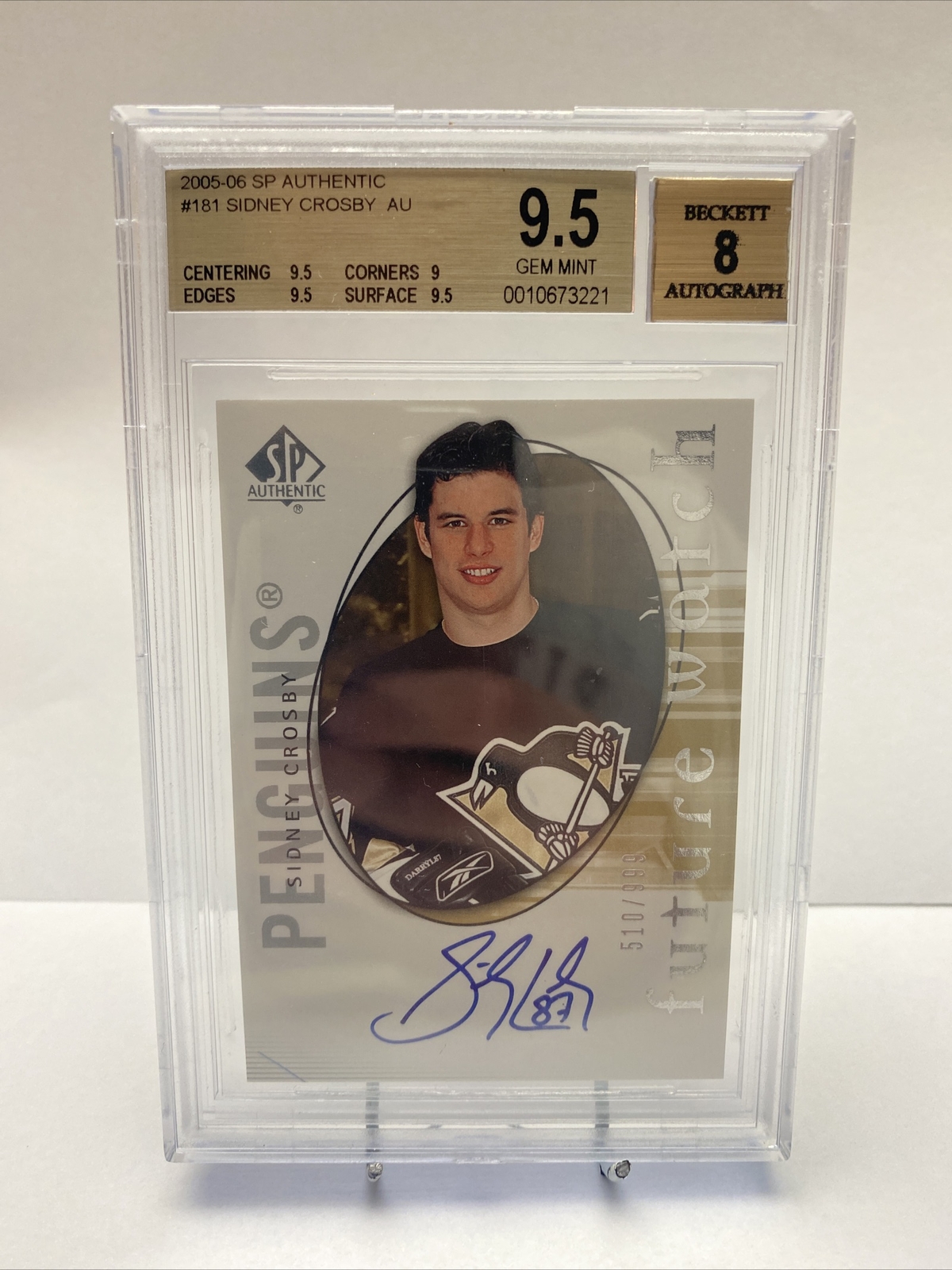 2005-06 SIDNEY CROSBY SP AUTHENTIC FUTURE WATCH ROOKIE AUTOGRAPH BGS 9.5 /999