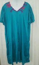 Ventura Green Nightgown Duster Calf Short Down Plus  Size 3X  56" Bust  