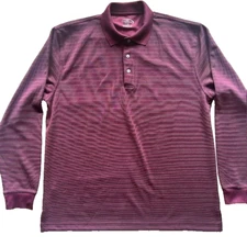 Champions Tour Mens Golf Shirt L Maroon Black Stripes