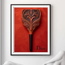 Fashion Desinger Red Pirnt Hair Brush Beauty Digital Wall Art Poster Decor