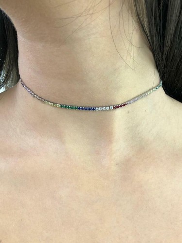 18k Yellow Gold Sterling Silver Rainbow 