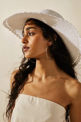 FREE PEOPLE Amelia Scalloped Crochet Sun Hat White | eBay