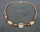 Vintage Costume Jewelry, Brown Bead, Abalone, Shell Nugget Necklace NK259