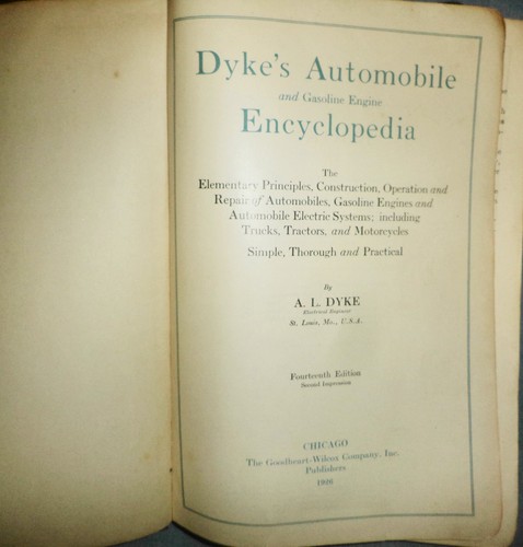 1926 Dykes Automobile Encyclopedia MotorCycle Truck Motor Repair & Construction - Picture 2 of 7