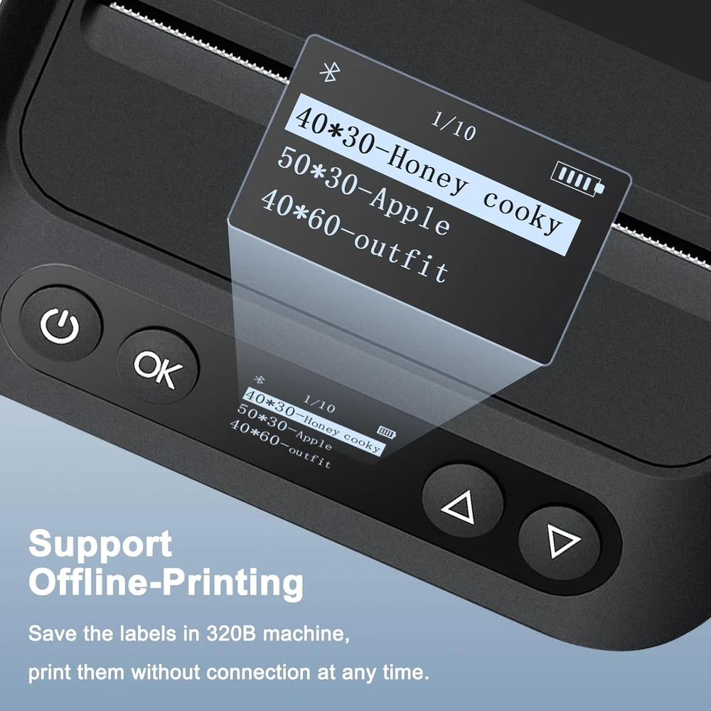 Bluetooth Barcode Label Maker 320B Thermal Printer for iOS Android Devices