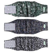 Washable Male Dog Belly Band Stylish Pattern - Pack of 3 - Washable Male Dog...