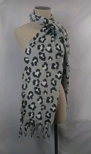 Old Navy Gray Animal Print Scarf Soft Fringed Leopard Print Womens Fashion Scarf