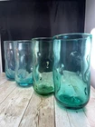 blenko art glass thumbrint tumblers set of 4 sea green 6 inch