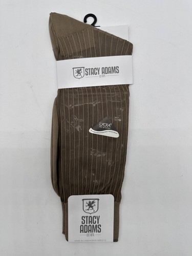 ONE PAIR NEW WITH TAG STACY ADAMS NYLON SLIKY RIBBED MEN'S CREW DRESS SOCKS - Picture 8 of 37