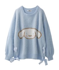 Sanrio Cinnamoroll Pullover Face Sweater Women Size M Blue Kawaii Anime New