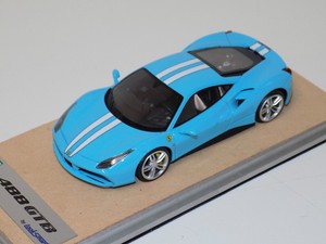 Details About 143 Looksmart Ferrari 488 Gtb In Baby Blue White Stripes Silver Wheels