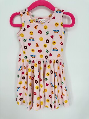 Dotdotsmile Girls Tank Dress Size 12/24 Months Pink with Fun Emoji Print  NWT | eBay