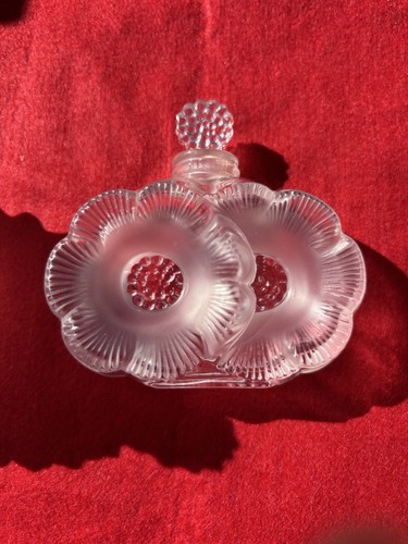Lalique Glass Perfume Bottle Deux Fleurs Signed Vintage - Picture 3 of 8