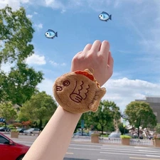 Brown Cute Taiyaki Plush Coin Purse Keychain, Japanese Creative Adjustable Soft