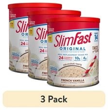 (3 pack) SlimFast Original Meal Replacement Shake Powder, French Vanilla