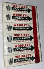 (6) 5 Stick Packages Vintage Wrigleys SPEARMINT Gum UNUSED Factory Sealed rare
