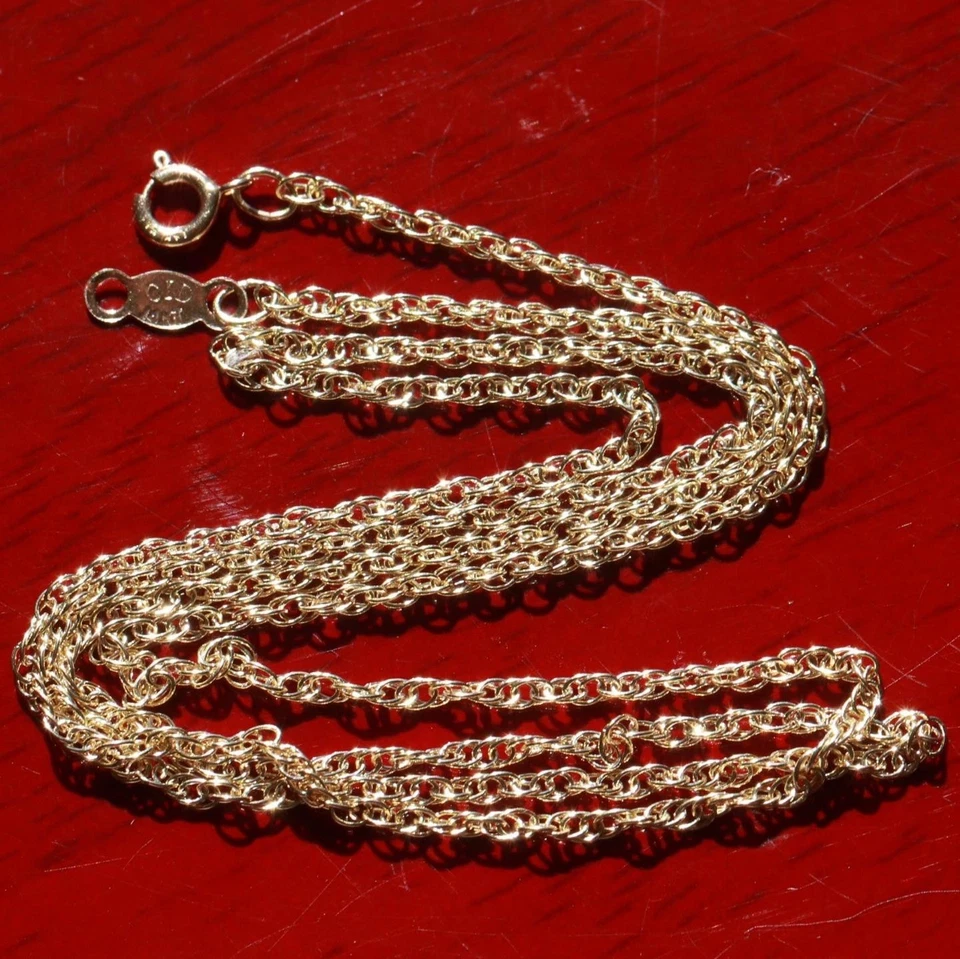 Ожерелье из желтого золота 14 карат 18,0 дюймов винтажная сингапурская цепочка ручной работы 1,75 г - Изображение 2 из 4