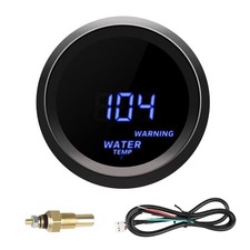 2" 52mm Digital Water Temperature Gauge with Blue LED Alarm, 1/8" NPT