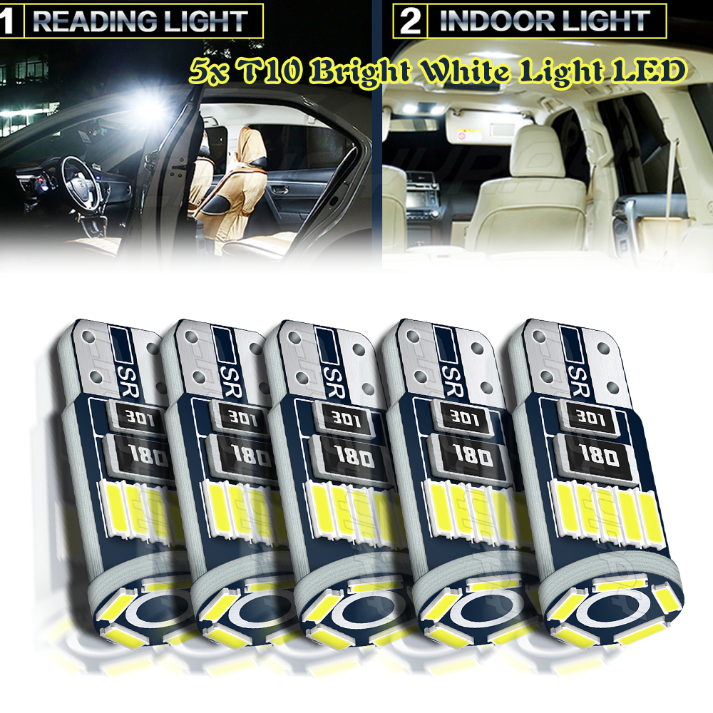 Alla White T10 194 168 LED Bulbs – Canbus License Plate & Side Marker, 2-Pack