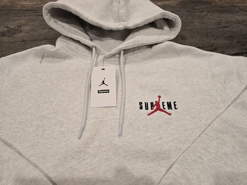 JORDAN X SUPREME 24AW ASH GREY HOODIE MENS...SZ XS...BNWT...HF0836-051 - Picture 2 of 4