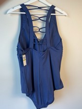 NWT One Piece Jantzen Swimsuit Sz 14 Pantheon Blue Criss Cross Back Beach