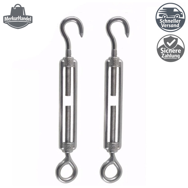 Spannschloss 304 Edelstahl 2 StüCk Verstellbare Haken ÖSen Seilspanner-image