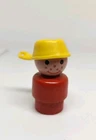#2 Vintage Fisher Price little people all wood red boy yellow pan head