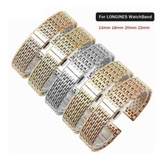 Stainless Steel Watchband Double Button Butterfly Clasp Watch Strap 13MM-22MM