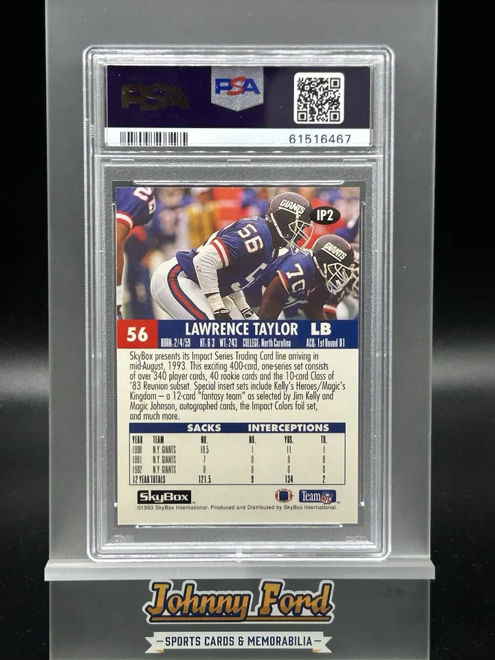 1993 SkyBox Impact #230 Lawrence Taylor PSA 10 Gem Mint - Image 2 of 2