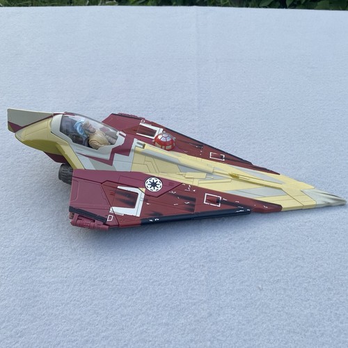 2001 HASBRO STAR WARS OBI WAN KENOBI'S JEDI STARFIGHTER Complete Works + Figure